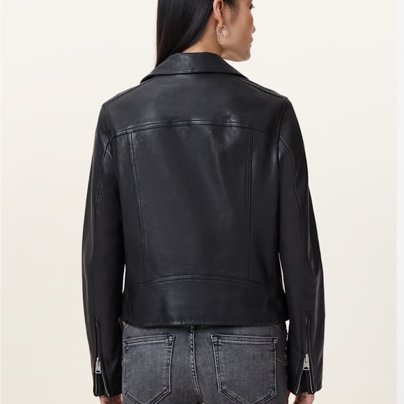 Women's Black Leather Jacket - Picture 3 of 11